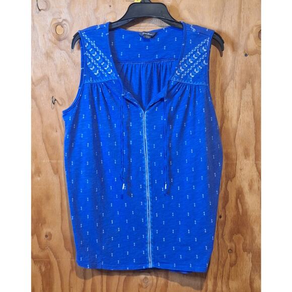 Eddie Bauer Sleeveless Top Women's XXL Embroidered Cotton Modal Bohemian Earthy - Picture 1 of 10